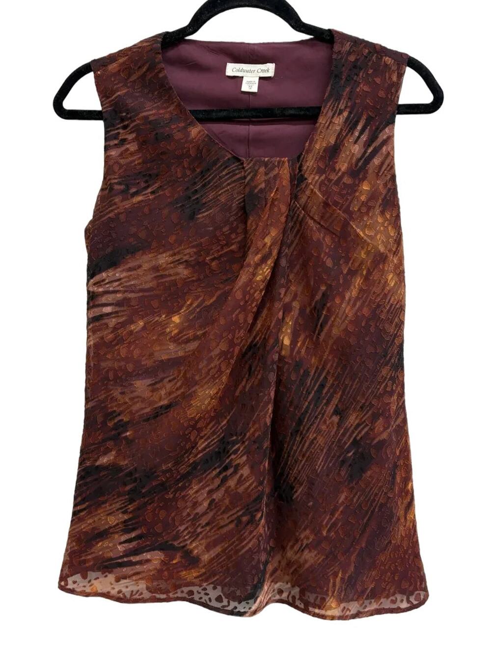 Coldwater Creek Abstract Print Chiffon Sleeveless Blouse XS